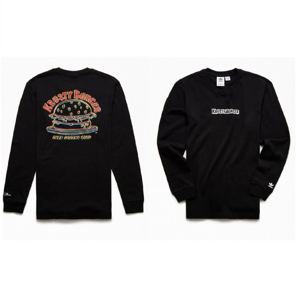 Adidas Original The Simpsons Black Long Sleeve T-Shirt Krusty Burger Tee sz M